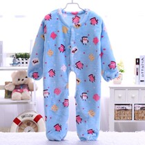 Infants and children flannel long sleeve double-sided velvet autumn and winter pajamas single double layer children 1-2-3 years old