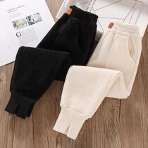 Girls' pants plus velvet padded corduroy leggings wear new CUHK children's casual foreign-style pants