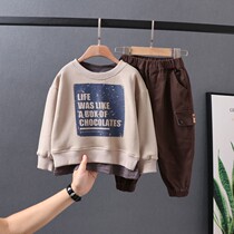 Children's wear boys 2021 new spring baby Korean style foreign style printed vests pants two-piece children's suit tide