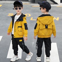 Boys suit 2021 new autumn and winter clothing for boys in large boys casual cotton plus velvet handsome tide 6 years old 8 years old