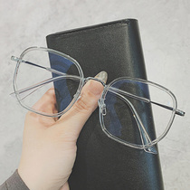 Polygon ins Wind myopia glasses female anti-blue radiation protection big face plain face thin Korean version of tide eyes flat light