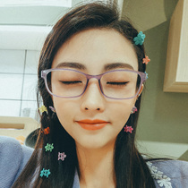 Transparent frosted purple pink anti-blue glasses womens small frame super light makeup artifact eye frame mens face small