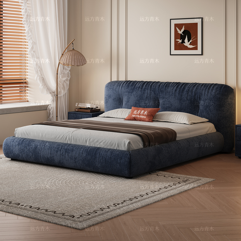 Modern Minimalist Chenille Upholstered Double Bed Headboard 2026 New Beech Wood Silent Slatted Frame Fabric Bed Master Bedroom Bed Modern Minimalist Chenille Upholstered Double Bed Headboard 2026 New Beech Wood Silent Slatted Frame Fabric Bed Master Bedroom Bed
