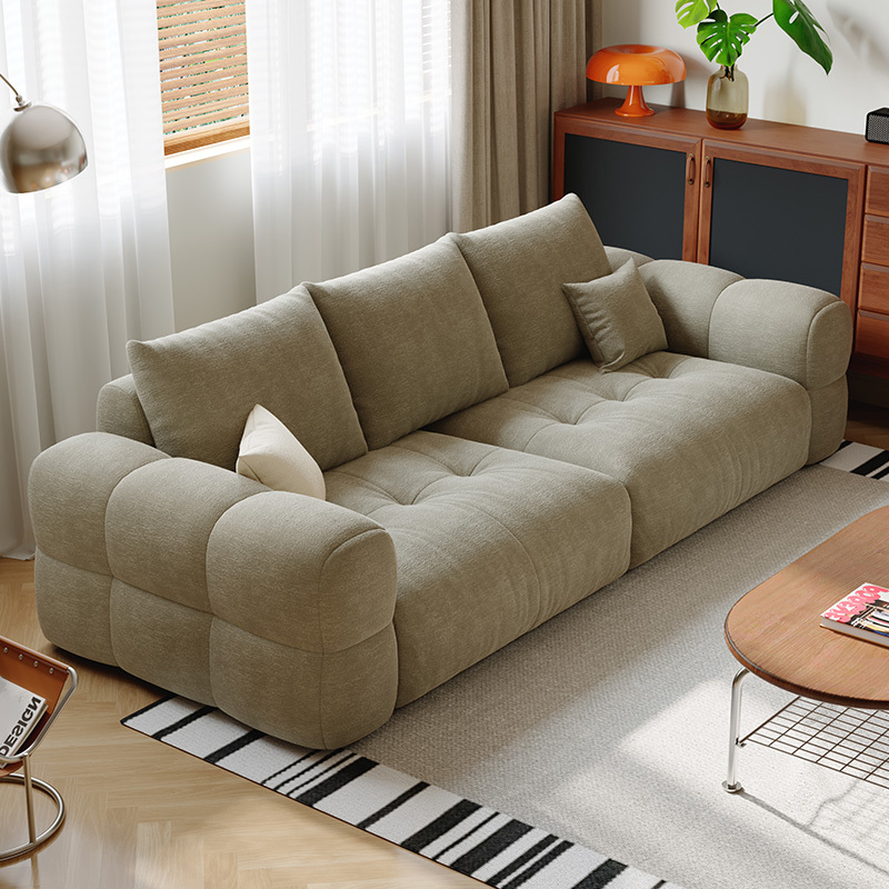 Cream Chenille Puff Sofa for Living Room, Suitable for Various Sizes of Apartments, Modern Minimalist Apartment, Homestay, Straight-Line Fabric Sofa Cream Chenille Puff Sofa for Living Room, Suitable for Various Sizes of Apartments, Modern Minimalist Apartment, Homestay, Straight-Line Fabric Sofa