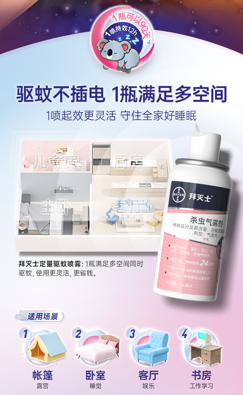德国 拜耳 拜灭士 便携驱蚊喷雾 90喷 图3