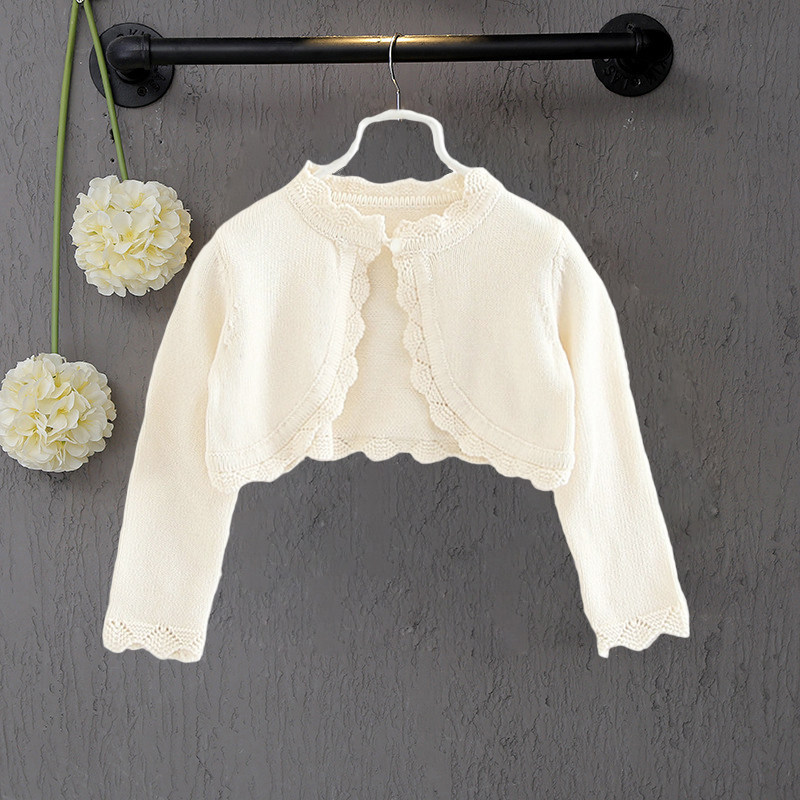 Girl Small Shawl Jacket Long Sleeve Air Conditioning Shirt Autumn Knit Baby Outlap Cardiovert Baby Boy Short 1-3 years old
