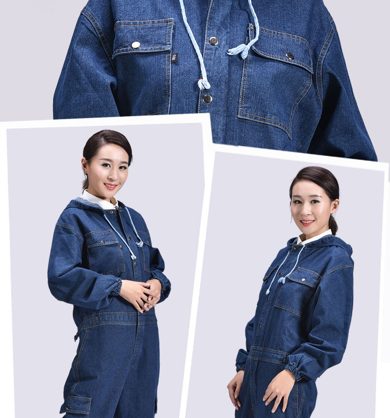 Lingbi cotton denim overalls chống bụi quần áo nam sửa chữa tự động hàn bảo hiểm lao động coverall dịch vụ sửa chữa máy mặc style bụi bặm nam