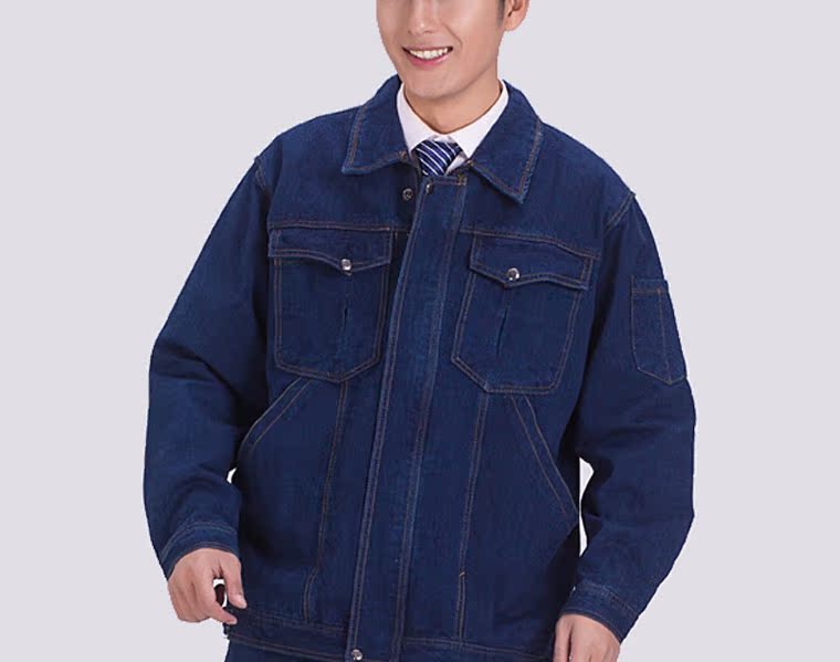 Lingbi mùa xuân và mùa thu dày dây kéo denim dài tay phù hợp với quần áo dày denim hàn quần lót nam