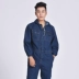 Lingbi cotton denim overalls chống bụi quần áo nam sửa chữa tự động hàn bảo hiểm lao động coverall dịch vụ sửa chữa máy mặc quần đùi Cao bồi