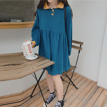 Large code gestation in autumn 200 catty of lean autumn blouses Loose Temperament Cover Tummy Autumn Long Sleeve Dress