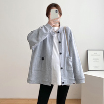 Pregnancy Woman Dress Spring Autumn and Autumn Jacket Fashion style 2021 new Chauma Aging Single Row Button Cardio-pregnant Woman Coat Autumn