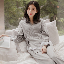 Costume Hanfu pajamas womens autumn retro court style womens long-sleeved cotton sexy cardigan spring and autumn home clothes set