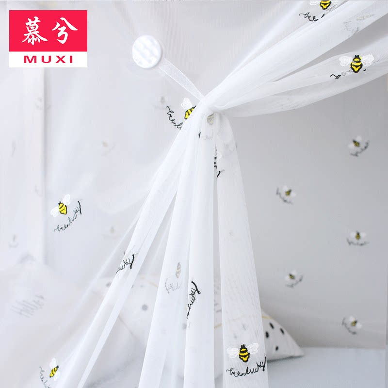 Embroidered mosquito net student dormitories laid out with universal sleeping room single beds Single beds Upper Bunk Bed Girl's Heart Princess Yarn Tent