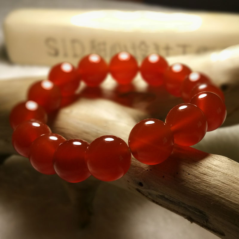Red Agate Bracelet for Men and Women, Natural Crystal Beads Bracelet, Couple's Zodiac Year Gift, Retro Versatile Jewelry