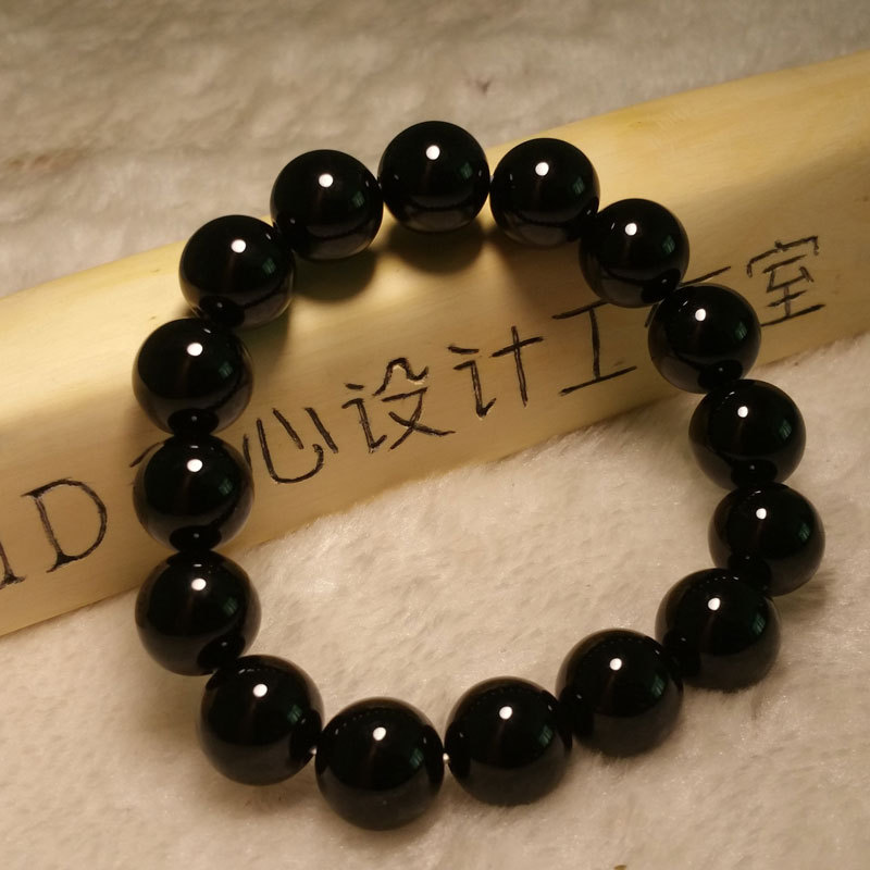 Black Agate Bracelet for Men and Women, Natural Buddhist Beads, Valentine's Day Bracelet, Couple Crystal, Classic and Versatile Gift Jewelry
