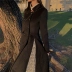 [WALKINDARK] Người mẫu gia đình Du! Thắt lưng vàng cao nút áo phụ nữ đứng lên cổ áo ren khâu váy len - Áo len lót đôi