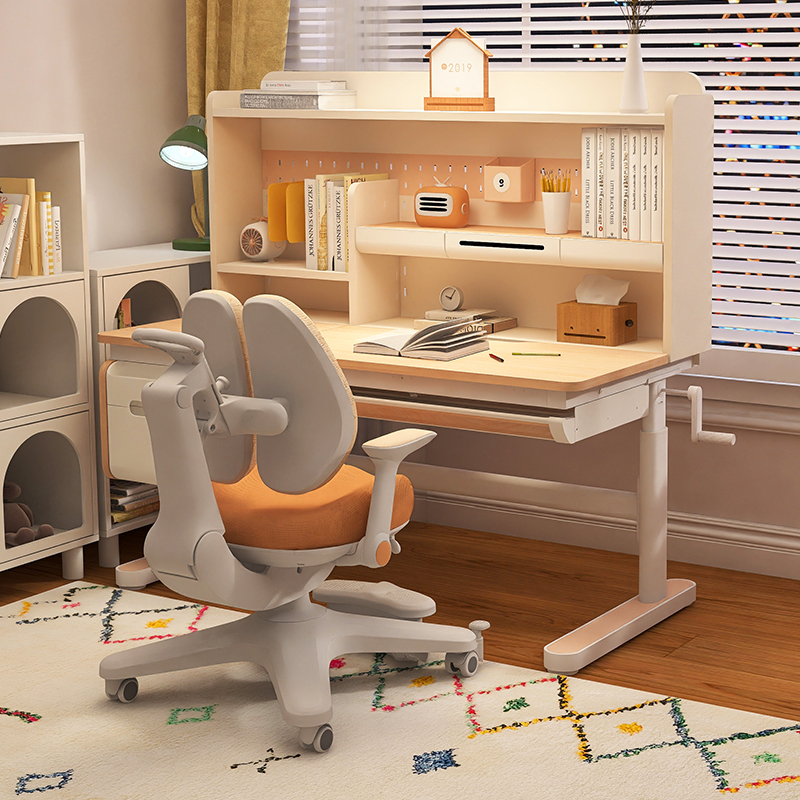 Aiguole 子供用学習机 小学生用 机 リフトテーブル 無垢材 ライティングデスク ホームデスク＆チェア コーヒー 猫