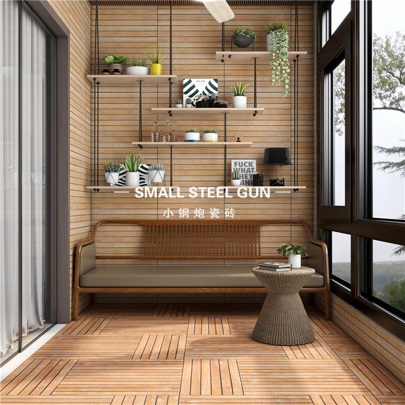 Rustic high-grade bar-shaped imitation wood grain brick Nordic 300x600 exterior wall antique brick wear-resistant non-slip floor tile