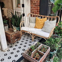 Nordic black and white mosaic plum tile toilet kitchen bathroom non-slip wear-resistant floor tiles balcony wall tiles