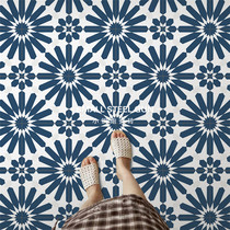 Nordic ins Blue small tile kitchen toilet tile toilet non-slip floor tile balcony flower wall tile