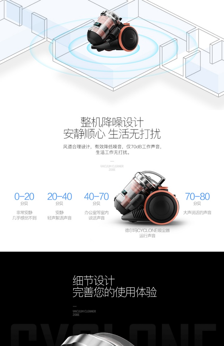 robot hút bụi center Delma ngang máy hút bụi gia đình nhỏ cầm tay nhỏ im lặng mạnh mẽ khử mùi thảm công suất cao - Máy hút bụi robot dj35