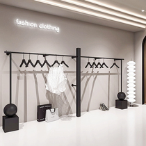 Womens clothing store shelf display rack wall iron black special clothing display rack wall hanging clothing store hanger