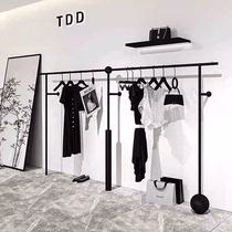 Clothing store display rack wall shelf iron simple black clothes display rack special womens clothing store hanger
