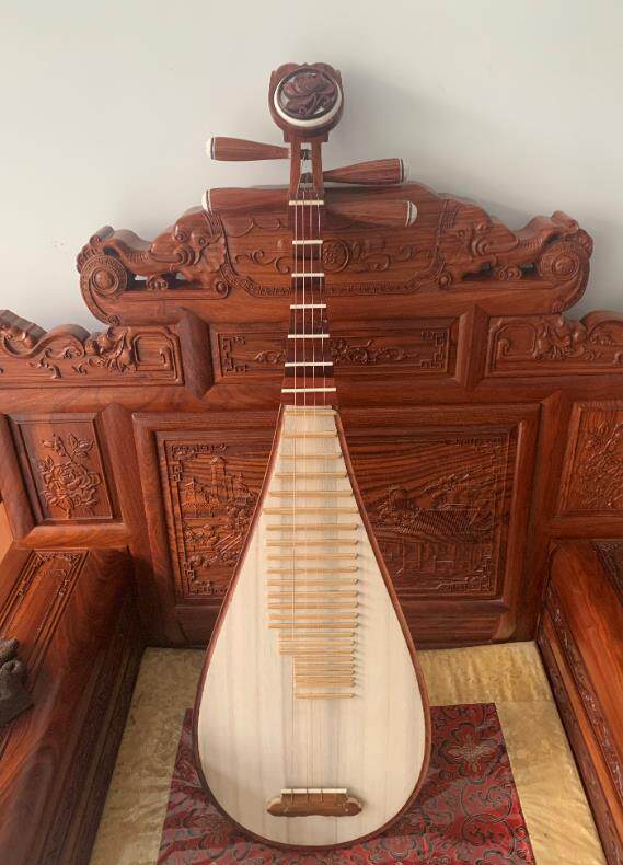 Qiu Tingyu polished and waxed sour branch mahogany pipa (handmade)