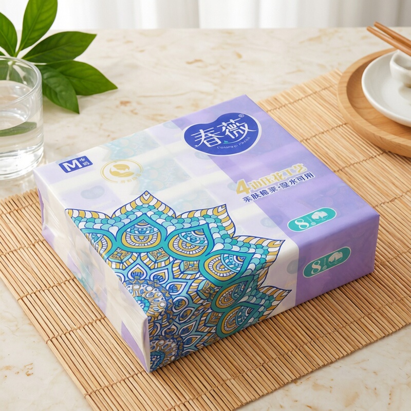 Chunwei 400 Series Four-Sided Embossed Water-Resistant Household Thick Toilet Paper, 80 Packs Value Pack, Ultra-Soft Virgin Pulp