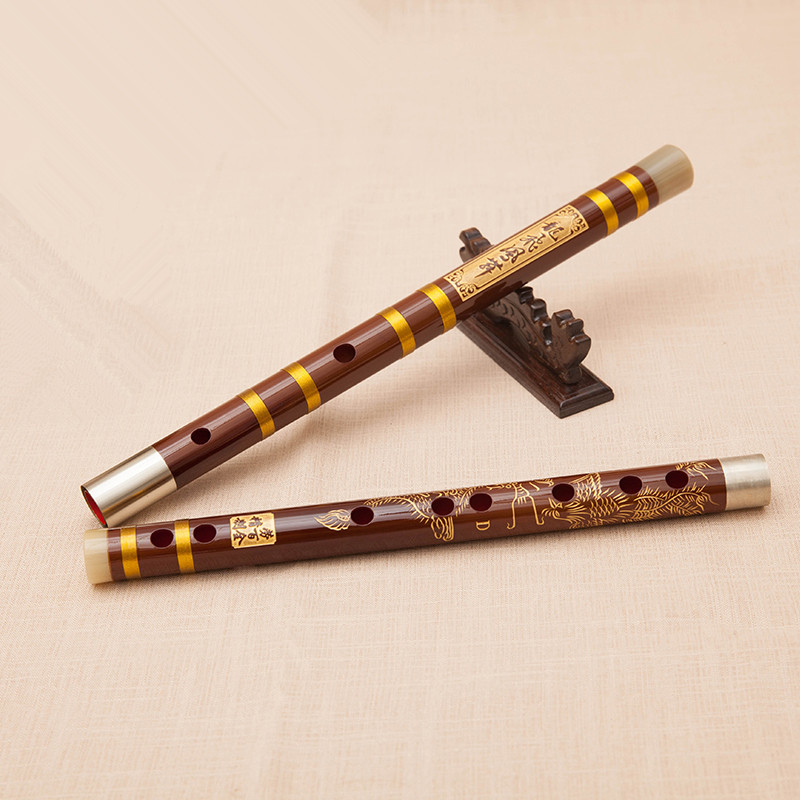 Bamboo flute II section Double insertion white bronze upscale flute dragon Feng flute Delicate Bamboo Flute Art Hin Musical Instrument
