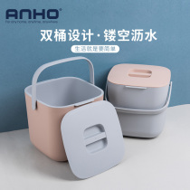 ANHO household desktop classification with lid drain dry and wet separation kitchen countertop creative trash can large capacity 6L