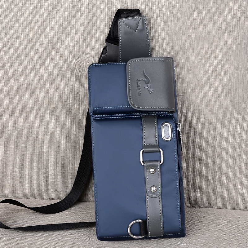 Canvas men's waist bag mobile phone bag multi-functional large-capacity men's chest bag Oxford cloth messenger bag tide sports walking bag