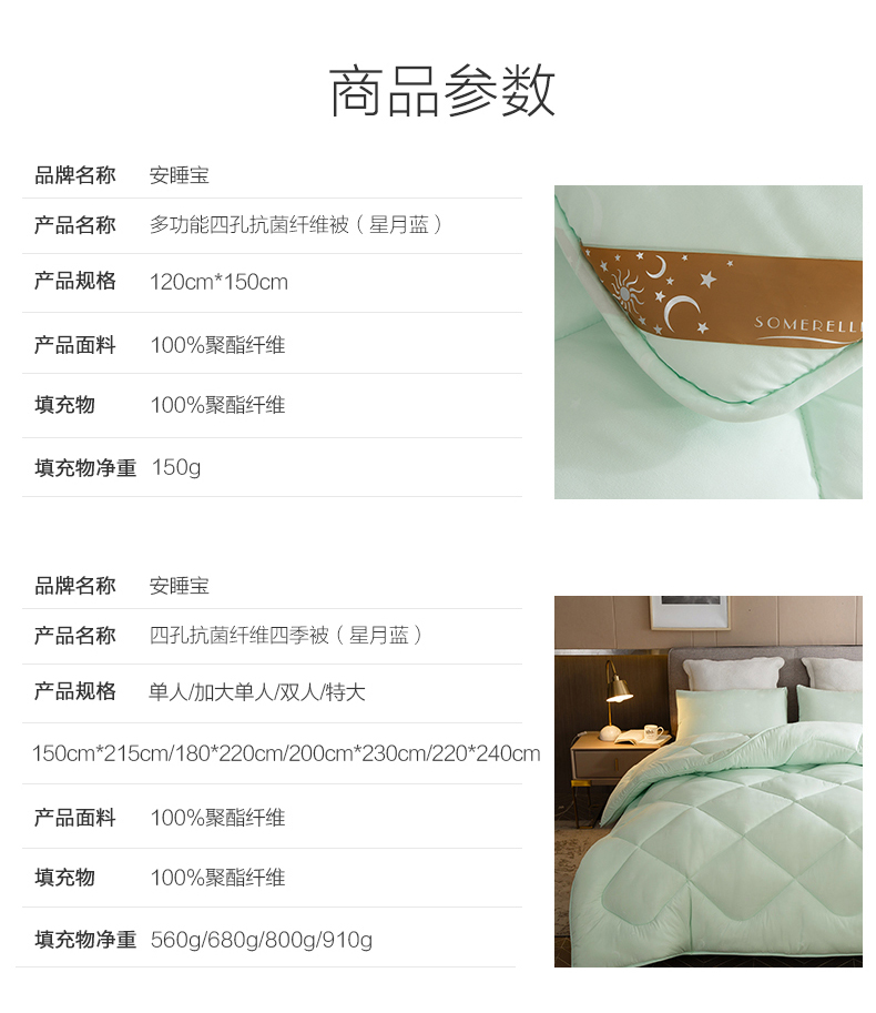 安睡宝 四孔抗菌纤维被 1.5m 图5