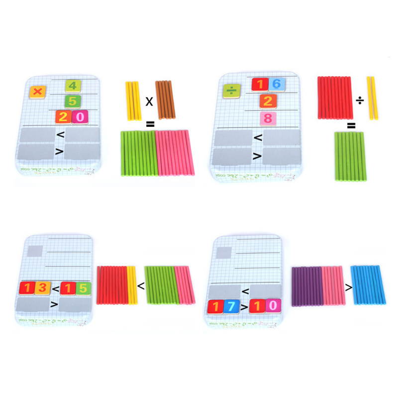 Children's Mathematical Toys Wooden Magnetic Calculation Box Young Children's English Word Time Learning Gifts