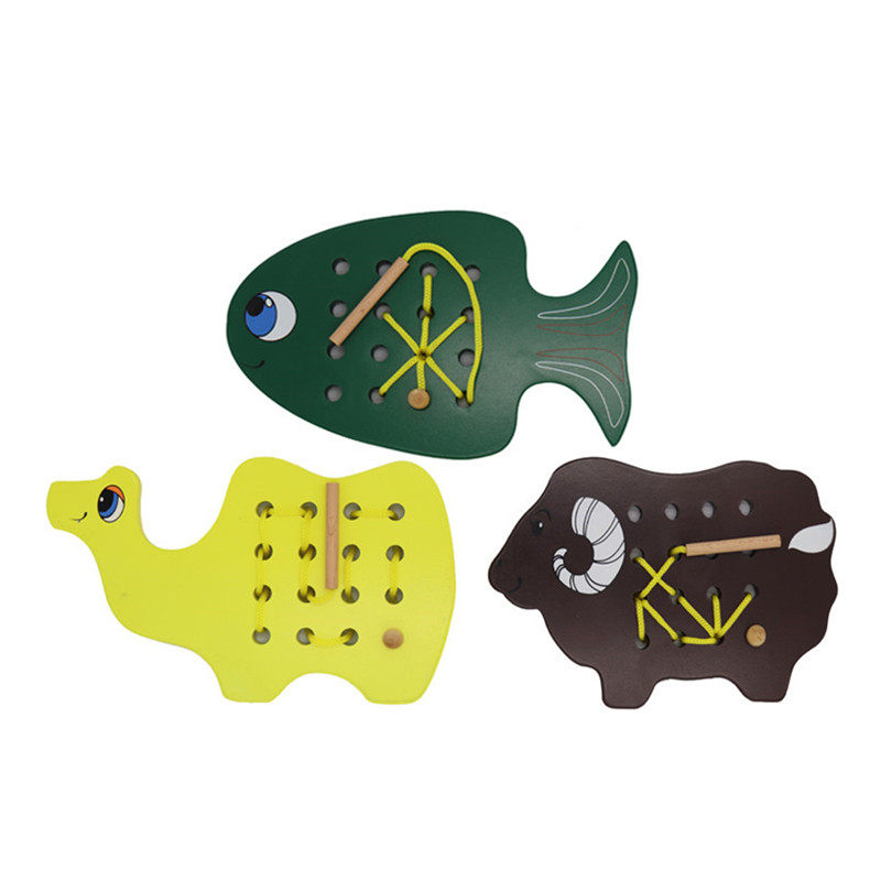 Mon's teaching wooden wearing rope game children early teaching Young children with toys 3 - 6 years old learning gifts