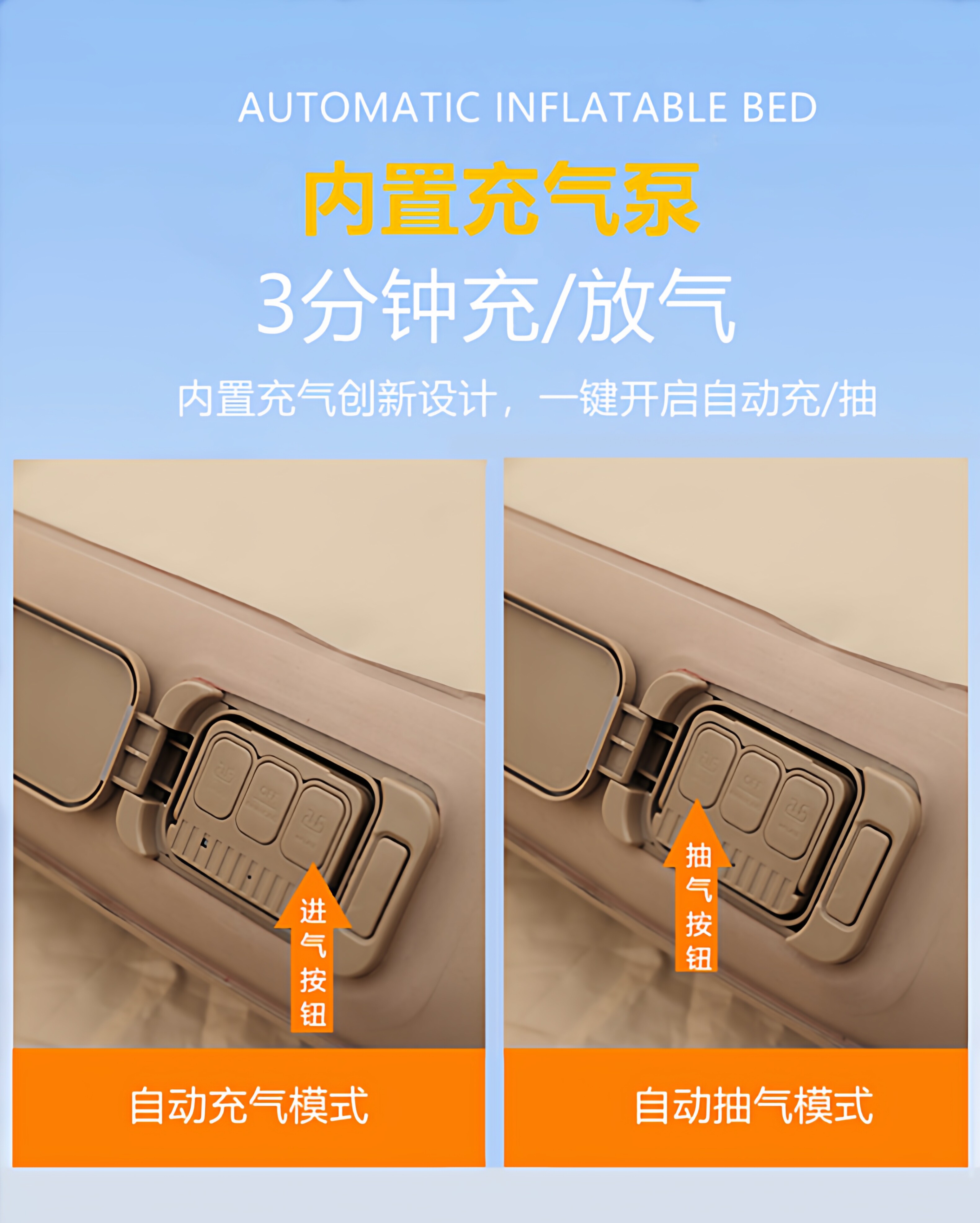 Car-mounted automatic inflatable bed, rear seat sleeping pad, sleeping aid for young children, car travel bed for long journeys