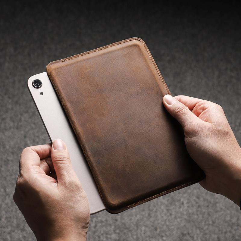 2024 Suitable for Apple Mini4 5 Mini Six iPad Mini6 Protective Case Genuine Leather Crazy Horse Leather Retro Simple Mini 78.3inch Ultra-Thin Tablet Leather Case Anti-Fall Convenient to Carry