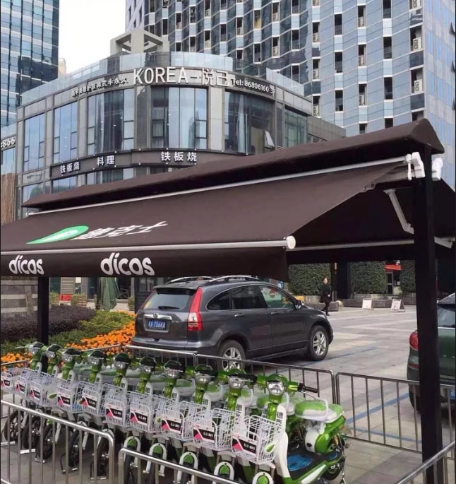 Double-Opening Rain Canopy Outdoor Sunshade Retractable Awning Car Canopy Courtyard Terrace Commercial Street Teahouse Restaurant Butterfly Canopy