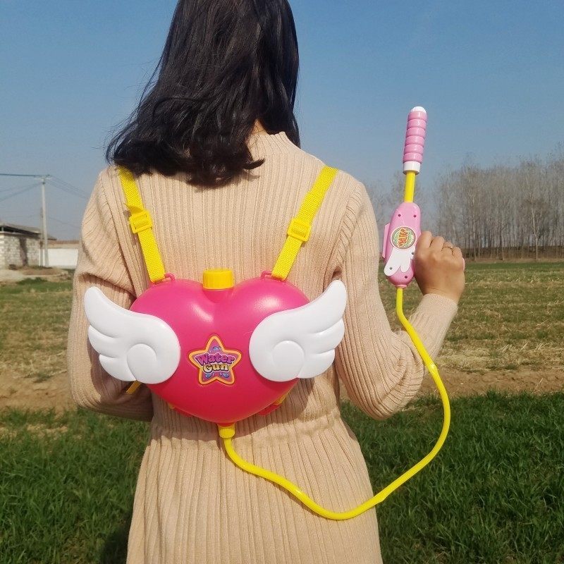 Summer children girl pink love angel princess cute play water pump pull backpack water gun boy toy student