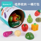 Детский реалистичный семейный комплект для разрезания, деревянная магнитная игрушка для мальчиков и девочек