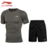 Quần áo tập thể dục Li Ning phù hợp với hai hoặc ba bộ quần bó nam chạy quần áo thể thao quần áo nén nhanh - Thể thao sau Thể thao sau