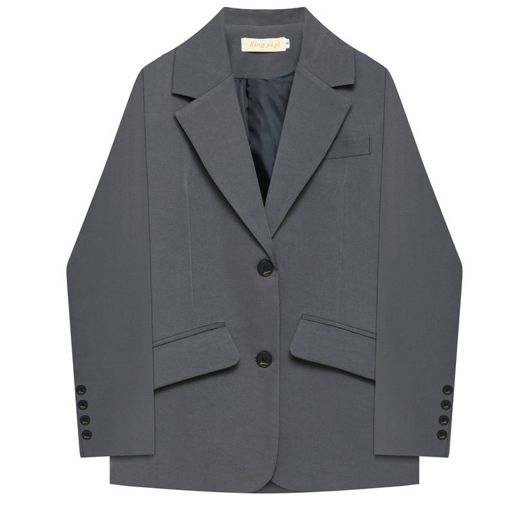 Smoke-gray little suit coat Harbor Edition Woman-tasted niche design and leisure-style suit suit coat