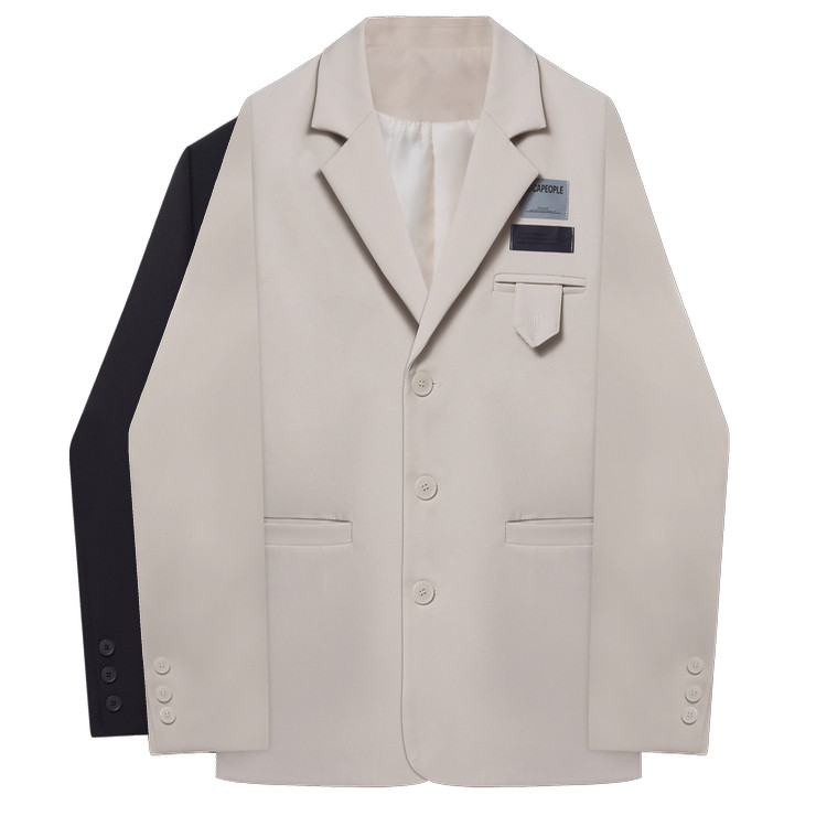 Homemade minimalist Loose Suit Jacket College Wind Profile Glistening Patch Han Edition Spring Autumn 100 Hitch Lean Casual West Suit