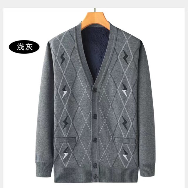 Spring and autumn knitted cardigans for middle-aged and elderly people, grandpa long-sleeved jacket tops, daddy sweaters, knitted cardigans