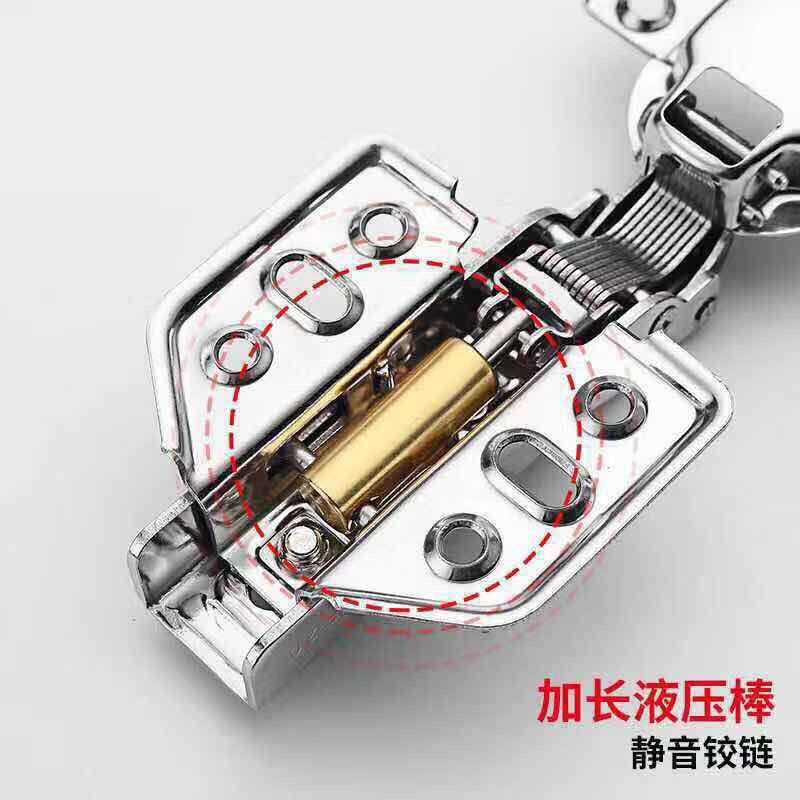 304 Stainless Steel Hinge Hydraulic Damping Buffer Cabinet Wardrobe Door Thickened Silent Mid-Bend Half Cover 2024