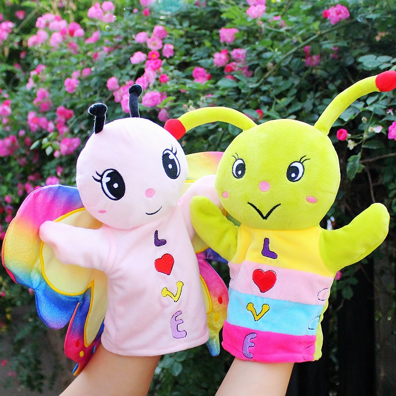 Cartoon Butterfly Caterpillar Hand Puppet Plush Toy Gloves Comforting Doll Kindergarten Storytelling Finger Puppet Doll