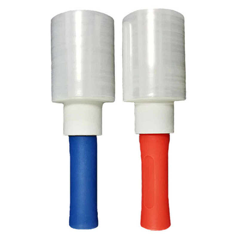 pe small stretch wrap film with handle customizable transparent self-adhesive industrial wrap plastic handle wrap film