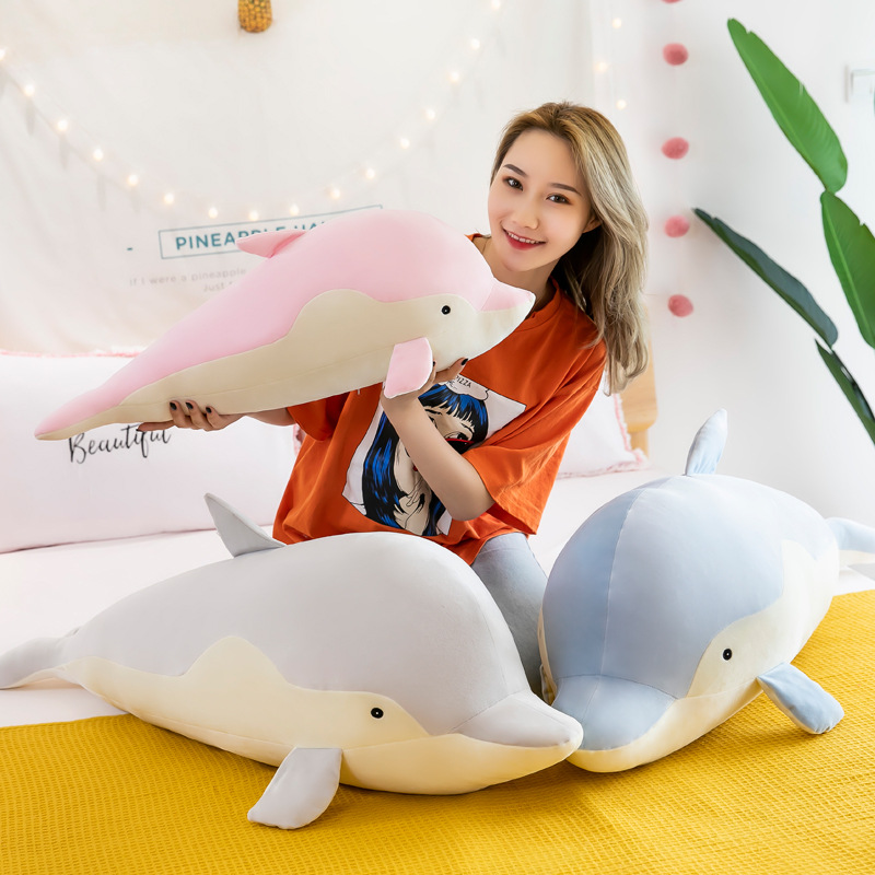 Dolphin plush toy doll doll sleeping pillow girl cute long strip pillow lazy queen size bed doll