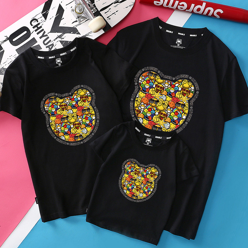 High-end 2022 new trendy parent-child wear summer dress foreign style short-sleeved T-shirt a family of three mother and daughter wear mother and child wear class clothes