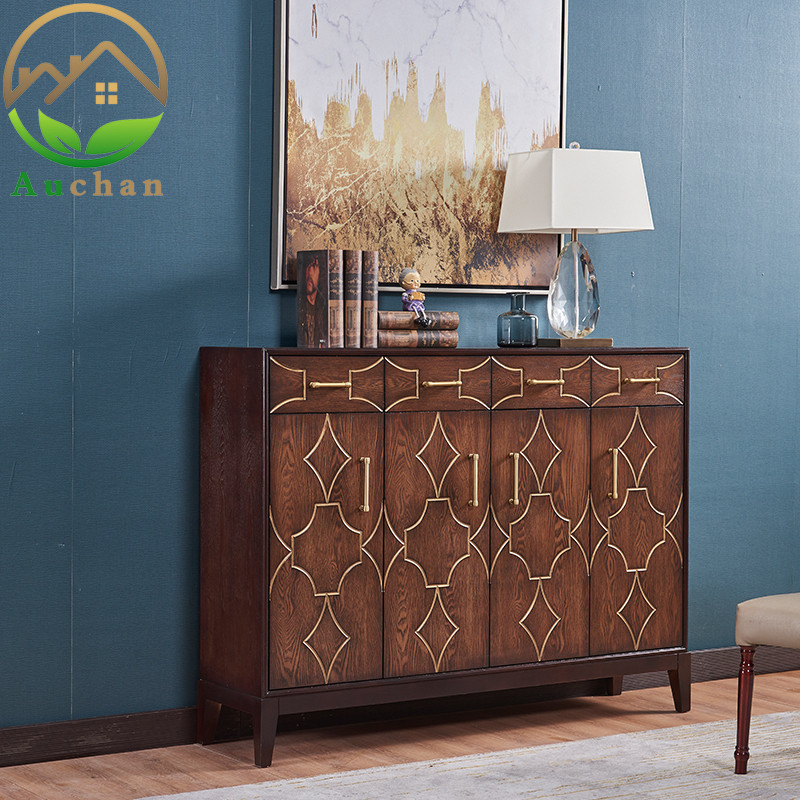 American country light luxury simple solid wood large capacity water ash willow foyer entrance cabinet Shoe cabinet decorative cabinet